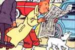 Tintin reading the news